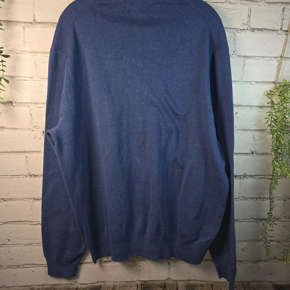 POLO RALPH LAUREN V NECK SWEATER PULLOVER SLATE BLUE PIMA COTTON MENS XXL